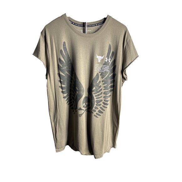 Under Armour Project Rock Eagle Graphic T-Shirt Loose Fit Men's XXL Olive - Picture 2 of 7